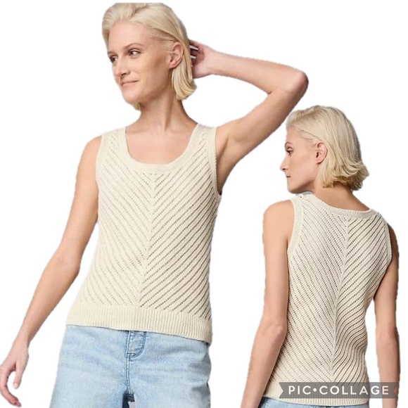 NWT Simply Vera Chevron Crochet Knit Tank Top Cream Size XS - Picture 13 of 14